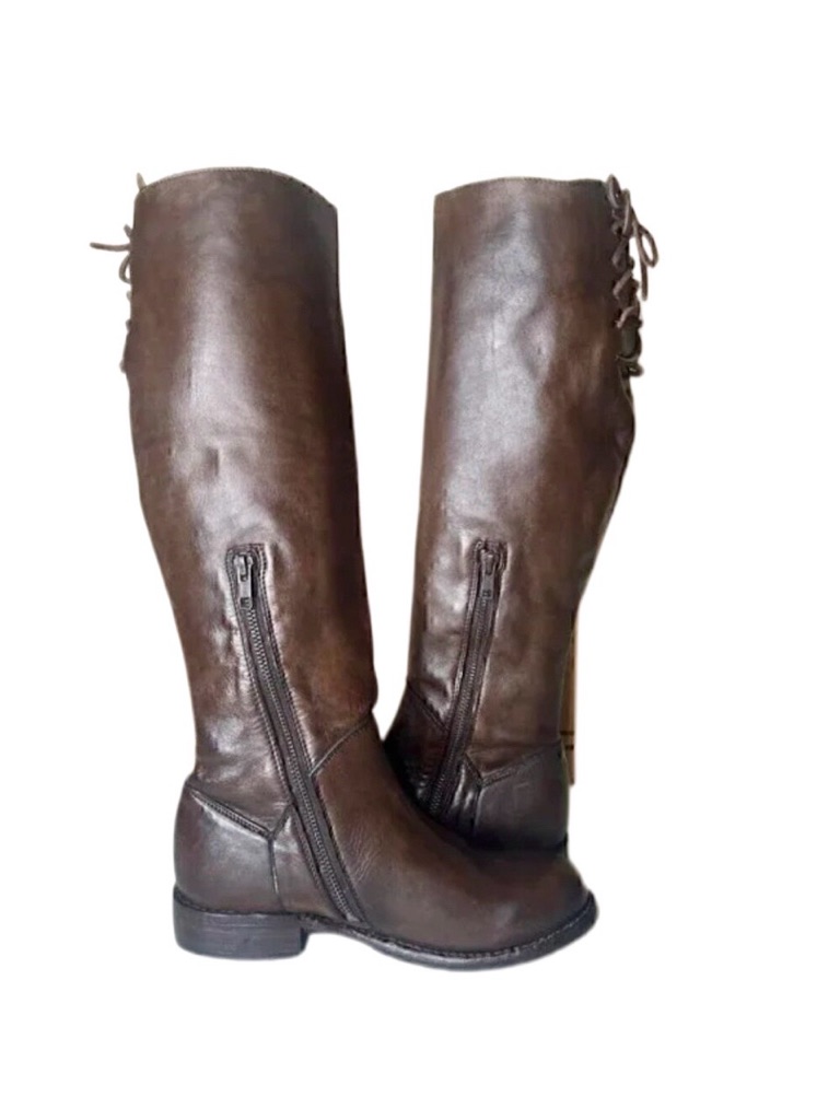 Bed Stu Manchester Distressed Tall Leather Riding Boots Teak Brown Size 6